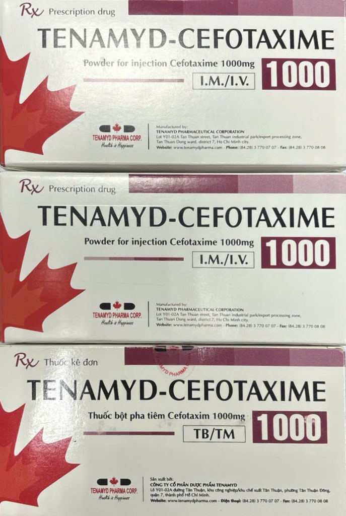 Tenamyd Cefotaxime 1000 thuốc bột pha tiêm (H/10lọ)