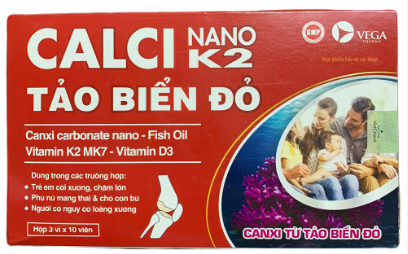 Calci nano K2 tảo biển đỏ Phương Đông (H/30v) Màu Đỏ 