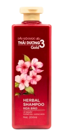 Dầu Gội Dược Liệu Thái Dương 3 Gold Hoa Đào (Chai/200ml) MẪU MỚI