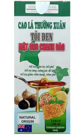 Siro cao lá thường xuân mật ong tỏi đen chanh đào (Trắng xanh) Đại Hưng (Lọ/100ml)