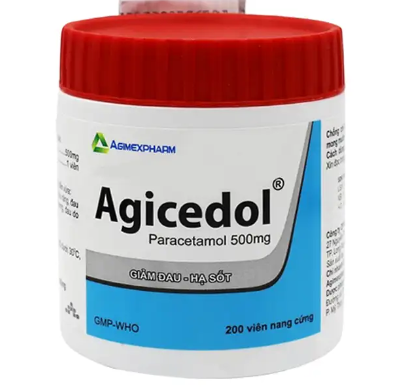 Agicedol paracetamol 500mg Agimexpharm viên nang (Lọ/200v)