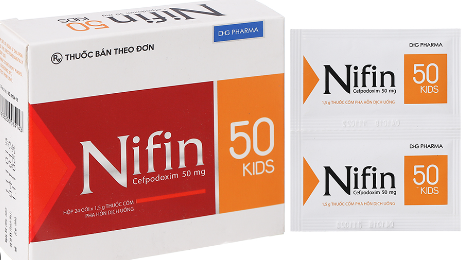 Nifin Cefpodoxime 50mg Kids DHG Hậu Giang (H/24gói/1.5g) 