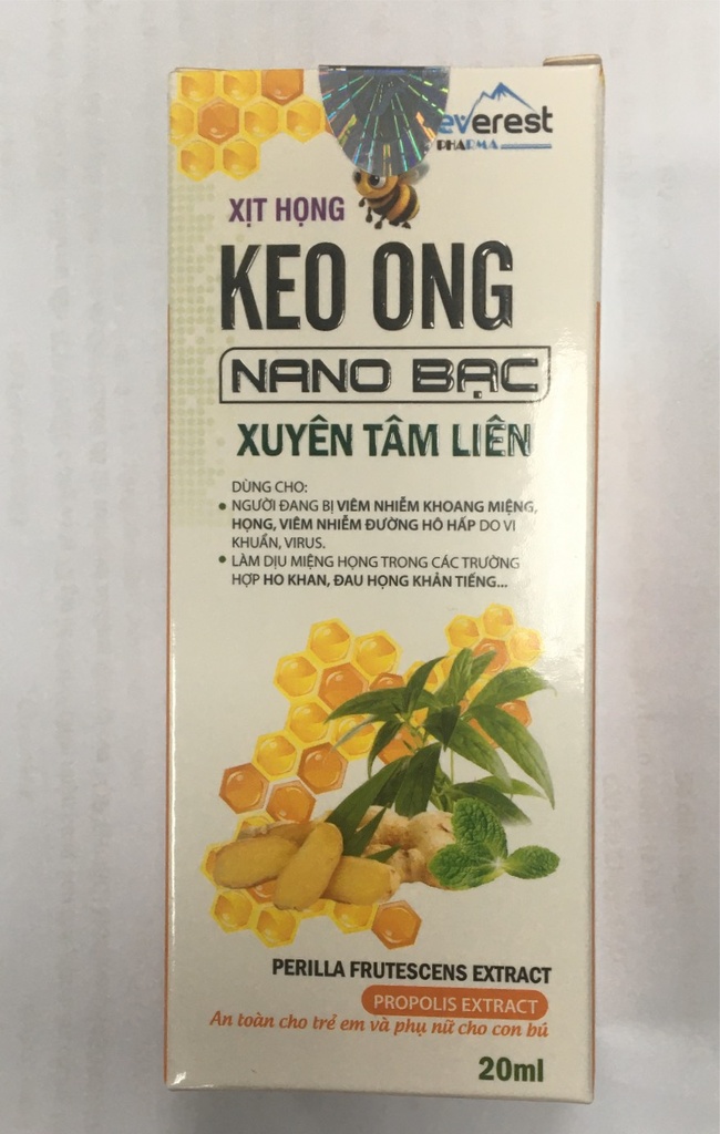 Xịt họng keo ong nano bạc xuyên tâm liên Everest (H/20ml)