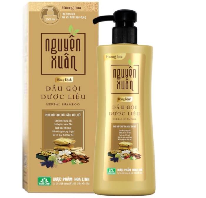 Dầu gội Nguyên Xuân Bồng Bềnh Vàng Hoa Linh Có Vòi (C/450ml) chai to