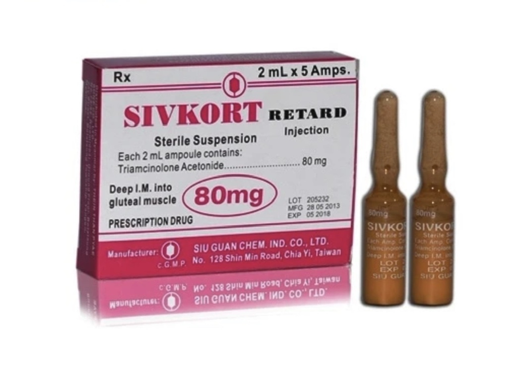 SivKort Retard Triamcinolone 80mg tiêm Đài Loan (H/5o/2ml)