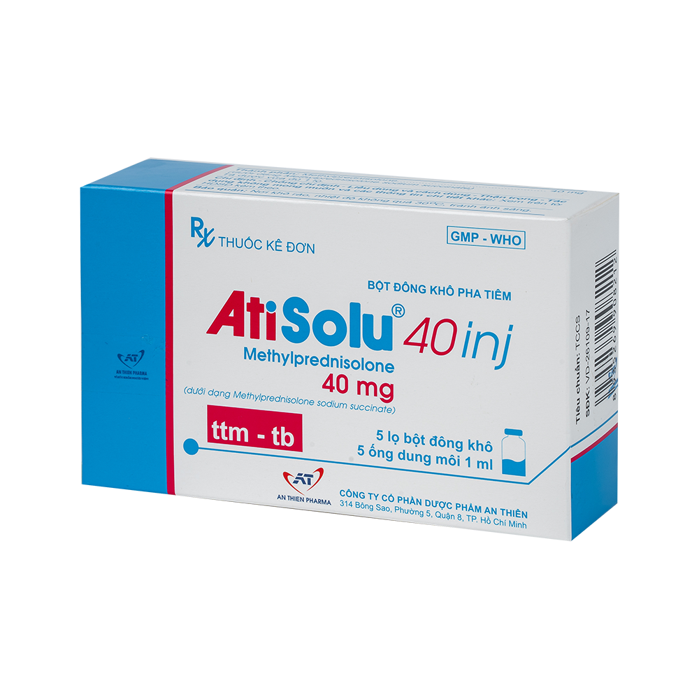 AtiSolu Methyprednisolon 40mg tiêm An Thiên (H/5lọ/5o) ( Solu Medrol nội )