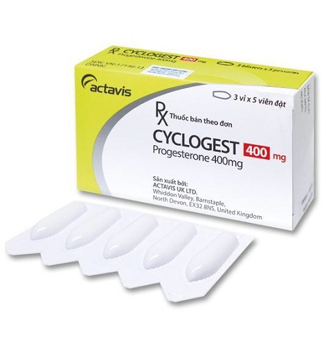 Cyclogest Progesterone 400mg viên đặt UK (H/15v) ( Mẫu cũ màu vàng )