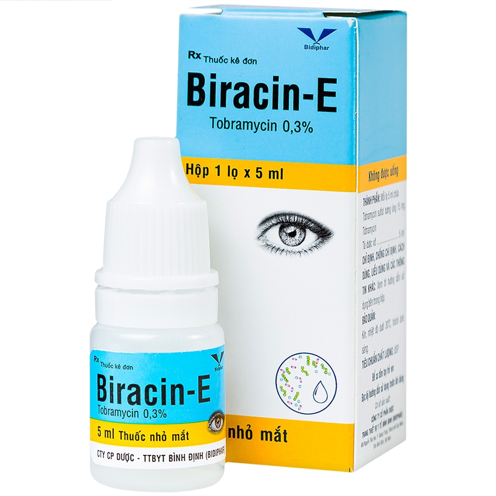 Biracin E Tobramycin 0.3% Bình Định (Cọc/10lọ/5ml)