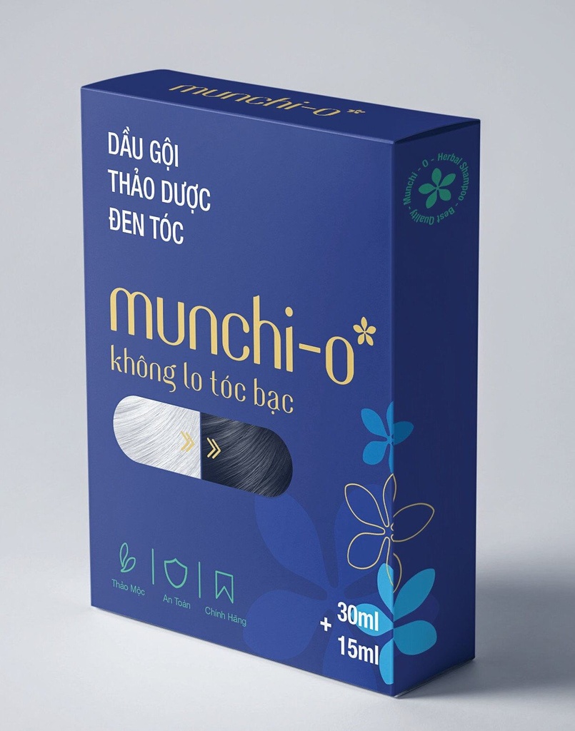 Dầu gội thảo dược gội đen tóc Munchio (Hộp/2gói ) date 11/2024