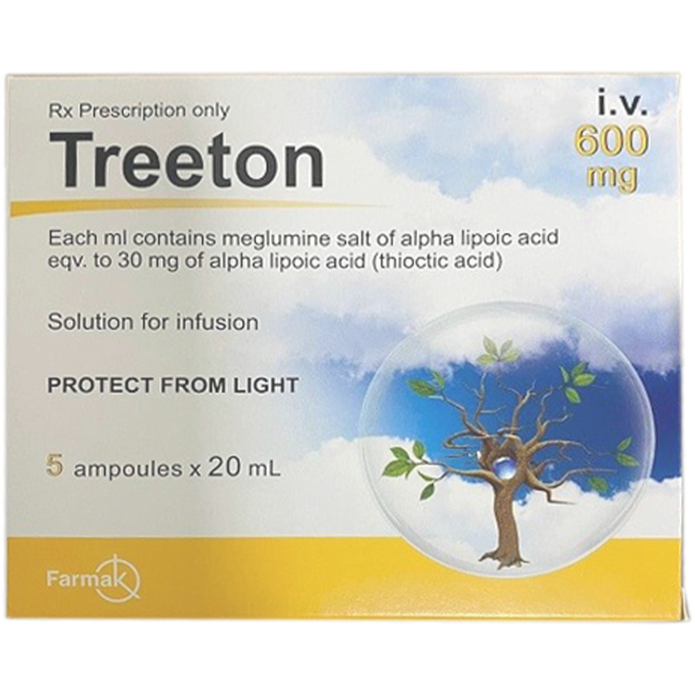 Treeton Acid alpha lipoic 600mg/20ml tiêm Farmak ( H/5o/20ml ) Hộp nguyên Date 03/2025