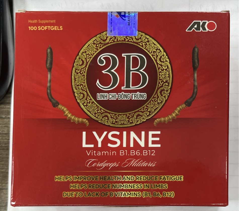 3B Linh chi đông trùng Lysine B1.B6.B12 (H/100v) đỏ