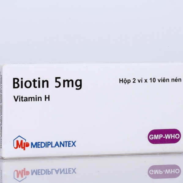 Biotin Vitamin H 5mg Mediplantex (H/20v) Trắng