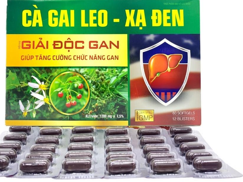 Giải độc gan cà gai leo xạ đen Akopha (H/60v)(hình gan)