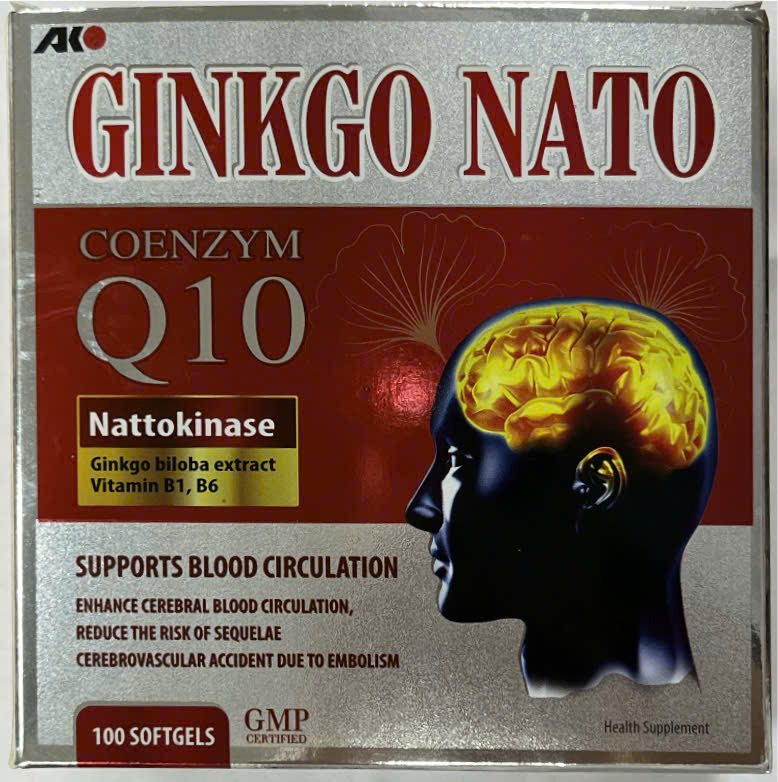 Ginkgo Nato Coenzym Q10 Nattokinase Akopha (H/100v) (Đỏ)