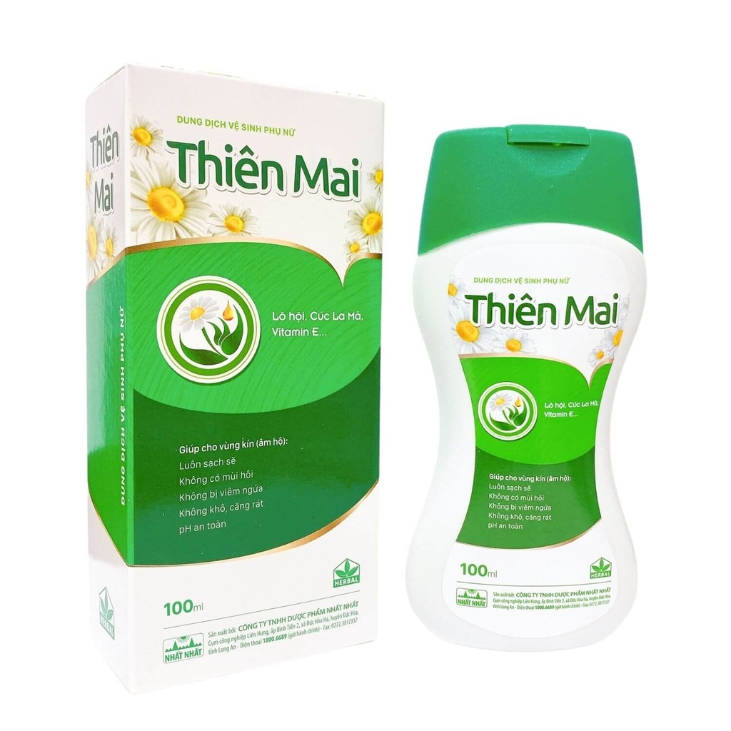 Dung Dịch Vệ Sinh Phụ Nữ Thiên Mai Nhất Nhất (Chai/100ml) Xanh