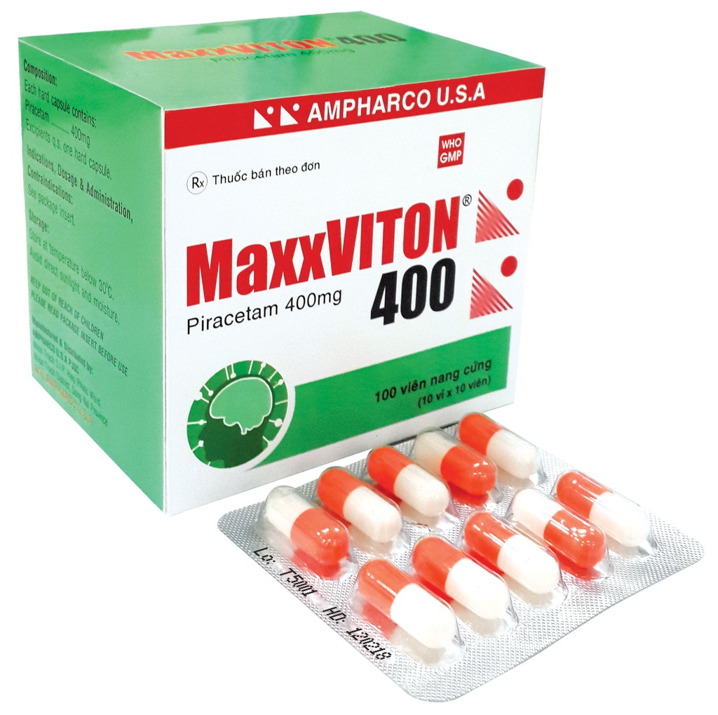 MaxxViton Piracetam 400mg U.S.A (Hộp/100v)