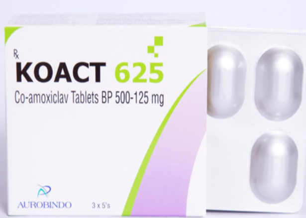 Koact 625 Co-amoxiclav BP 500 - 125mg Aurobindo (H/15v) Date 06/2027