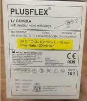Kim luồn tĩnh mạch PLUSFLEX 24G (H/100 cái)