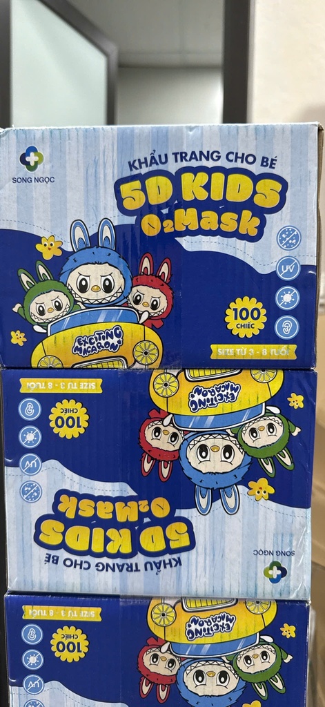 Khẩu trang trẻ em 5D Kids O2 Mask Song Ngọc (H/10 túi)