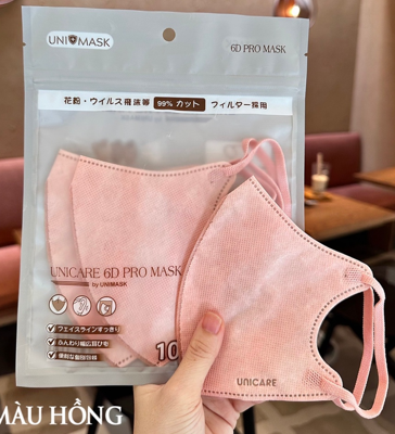 Khẩu trang Unicare 6D Pro (H/5Túi/10c) - Hồng