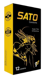 Bao cao su Sato Condoms Super Thin & Sensitive (H/12c) Đen