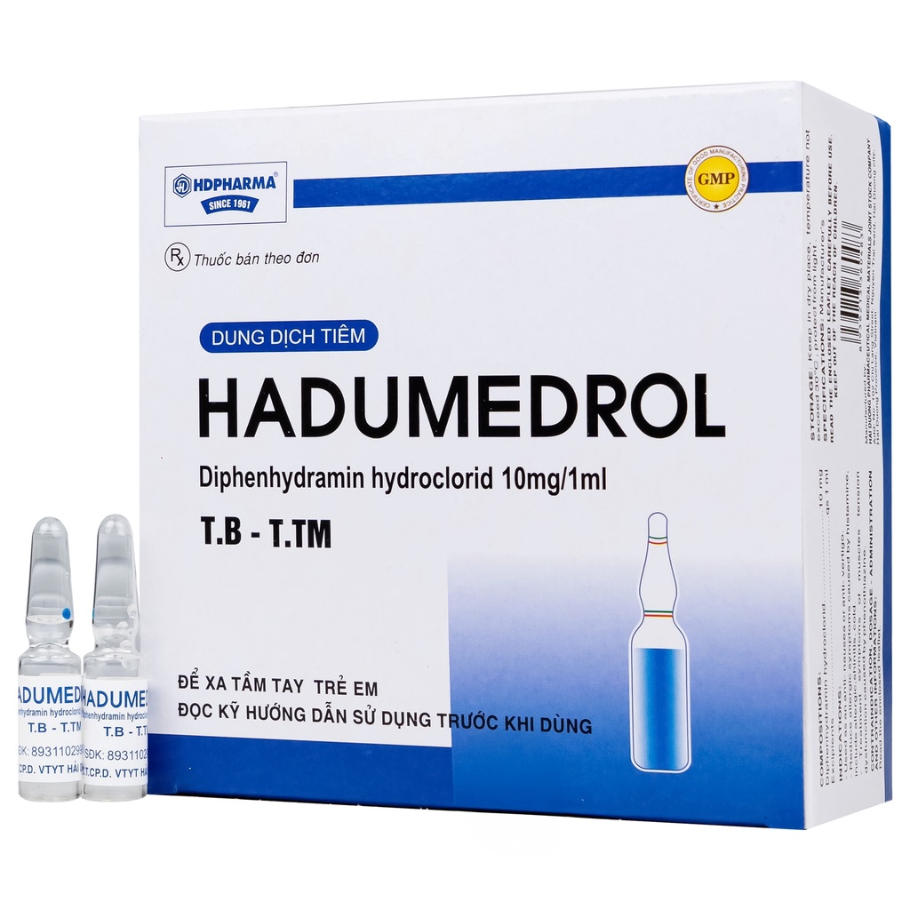 Hadumedrol Dimedrol 10mg/1ml Hải Dương (H/100o/1ml) 