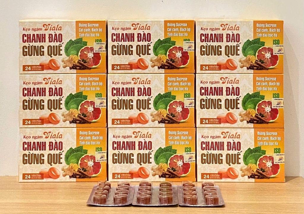 Kẹo ngậm Viala Chanh Đào Gừng Quế (H/24v)