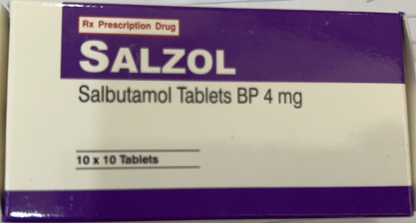 Salzol salbutamol 4mg Ấn Độ (H/100v) Date 02/2027