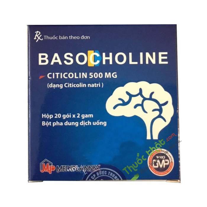 Basocholine Citicolin 500mg Mediplantex (H/20gói/2g)