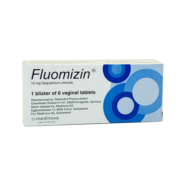 Fluomizin Dequalinium Chloride 10mg viên đặt Medinova (H/6v) Date 07/2027