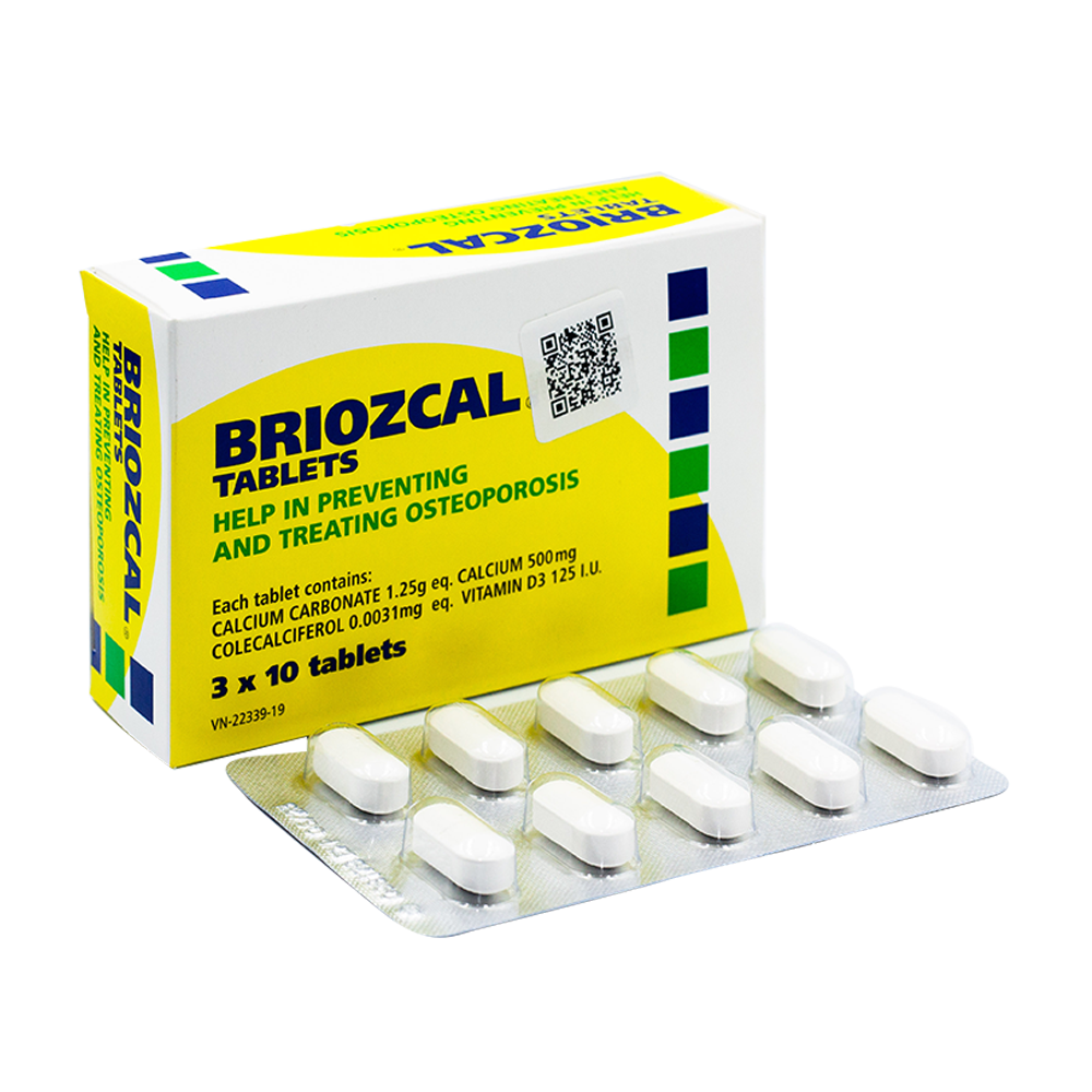 Briozcal Calcium carbonate 1250mg Úc (H/30v)