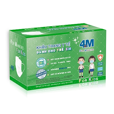 Khẩu Trang Y Tế Trẻ Em 3 Lớp Kháng Khuẩn 4M For Mankind (H/35C)