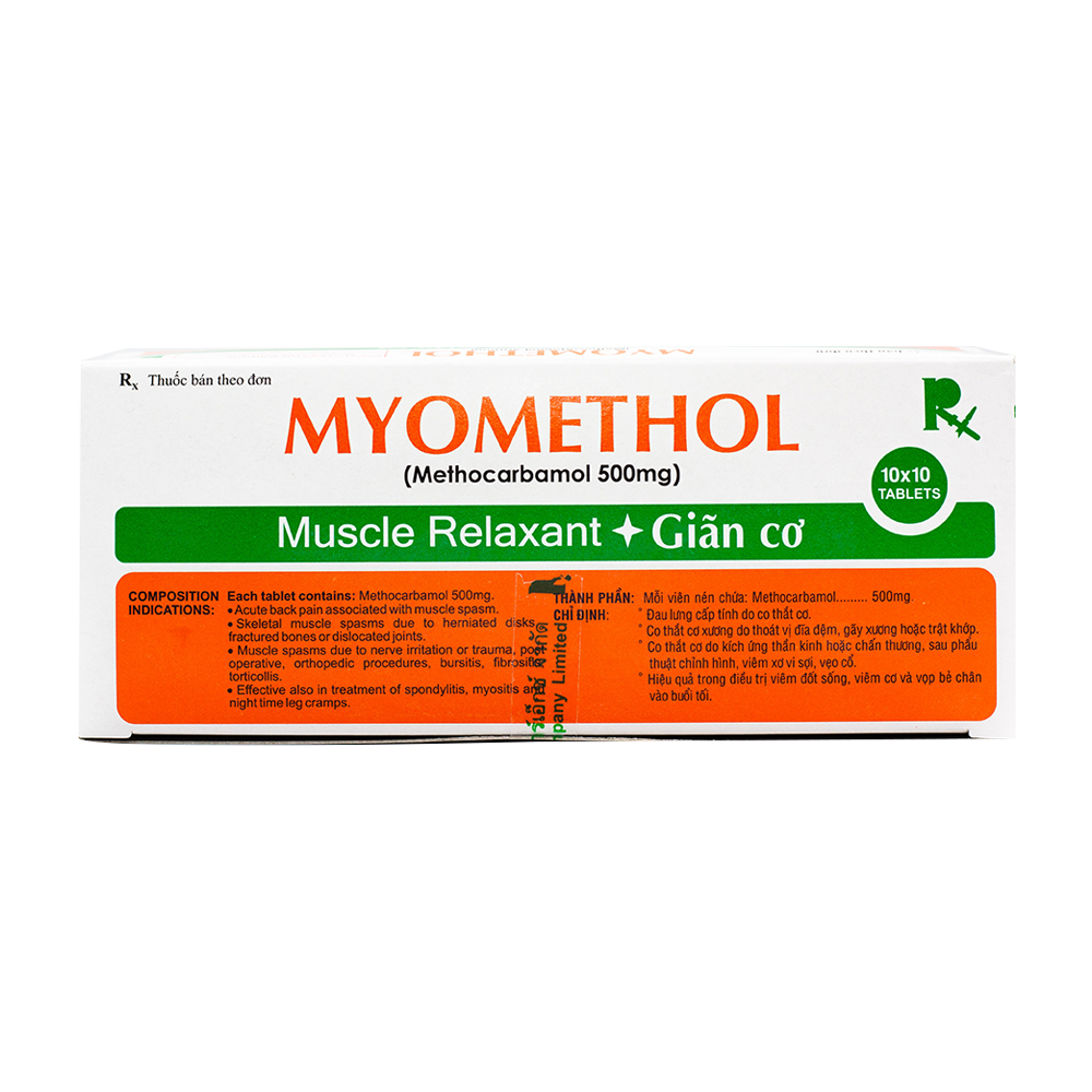 Myomethol Methocarbamol 500mg Thái Lan (H/100v)
