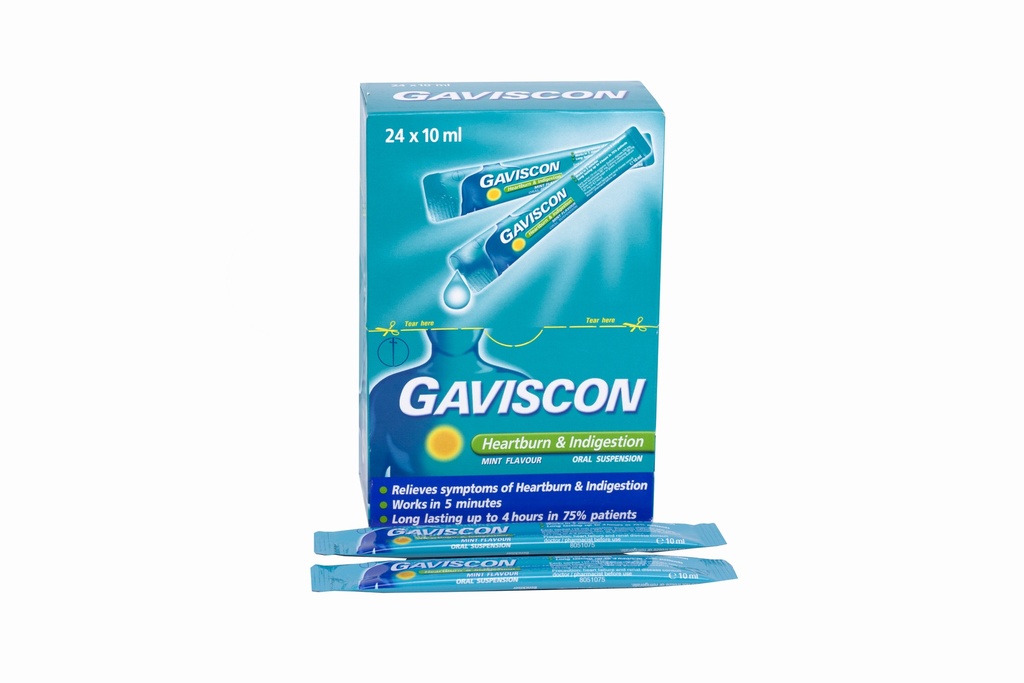 Gaviscon Heartburn Indigestion Anh (H/24gói) (Xanh) date 09-2027