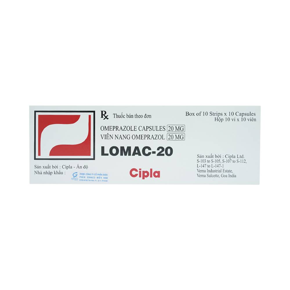 Lomac Omeprazol 20mg Cipla Ấn Độ (H/100v) 