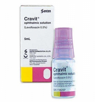 Cravit Levofloxacin 0.5% nhỏ mắt Santen (Lọ/5ml) DATE 10/2027