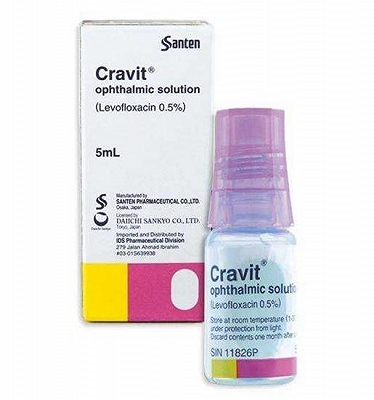 Cravit Levofloxacin 0.5% nhỏ mắt Santen (Lọ/5ml)