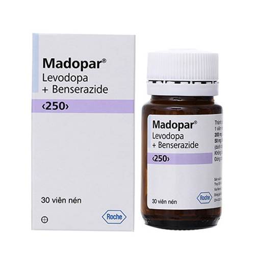 Madopar Levodopa Benserazide 200mg/50mg Thụy Sỹ (H/1lọ/30v) date 06/2025