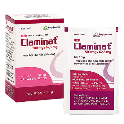 Claminat 500/62.5mg Imexpharm (H/12gói) date 04/2026