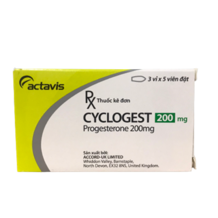 Cyclogest Progesterone 200mg viên đặt UK (H/15v) 