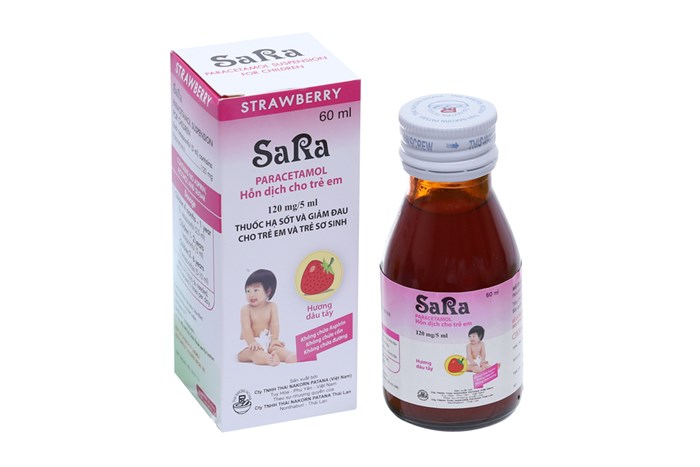 Sara Paracetamol 120mg/5m Thai Nakorn Patana hương dâu (Lọ/60ml)