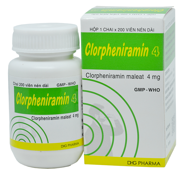 Clorpheniramin 4mg DHG Hậu Giang (Lọ/200v)