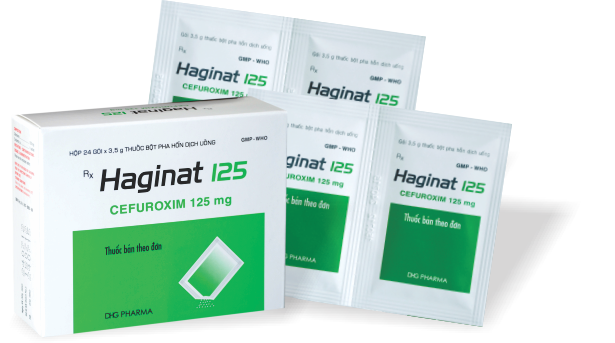 Haginat Cefuroxim 125mg DHG Hậu Giang (H/24gói/3.5g)