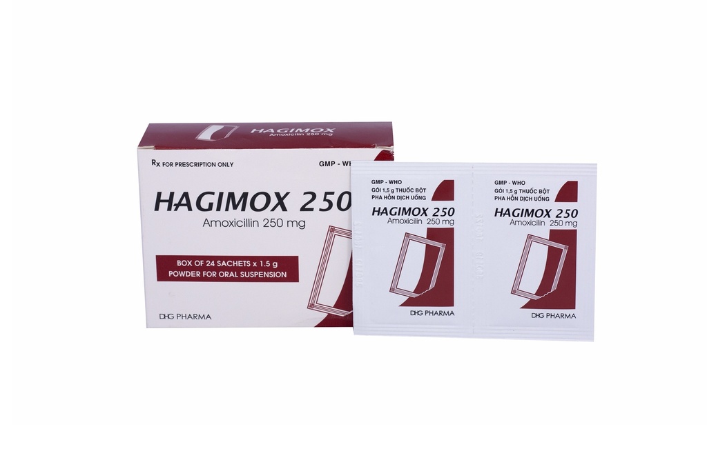 Hagimox amoxicilin 250mg DHG (H/24gói/1.5g)