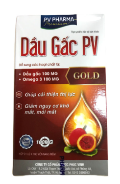 Viên Dầu Gấc Gold PV Phúc Vinh (Lọ/100v) màu nâu