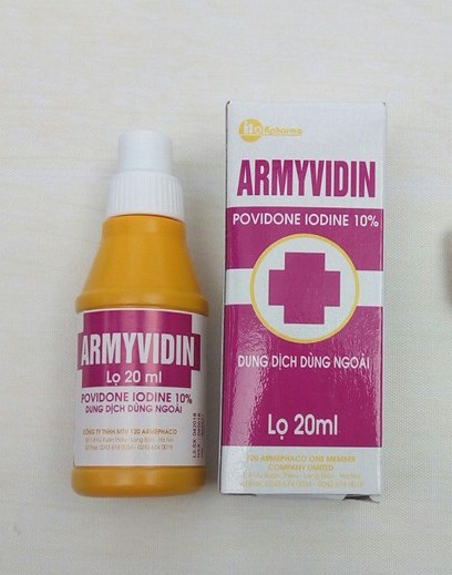 Armyvidin Povidone Iodine 10% 20ml Z120 (Cọc/10lọ/20ml)