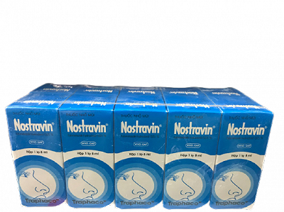 Nostravin Xylometazoline HCl 0,05% Nhỏ Mũi Traphaco (Cọc/10lọ/8ml) 