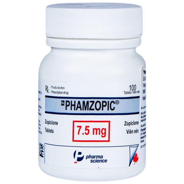 Phamzopic Zopiclon 7.5mg Canada (Lọ/100v)