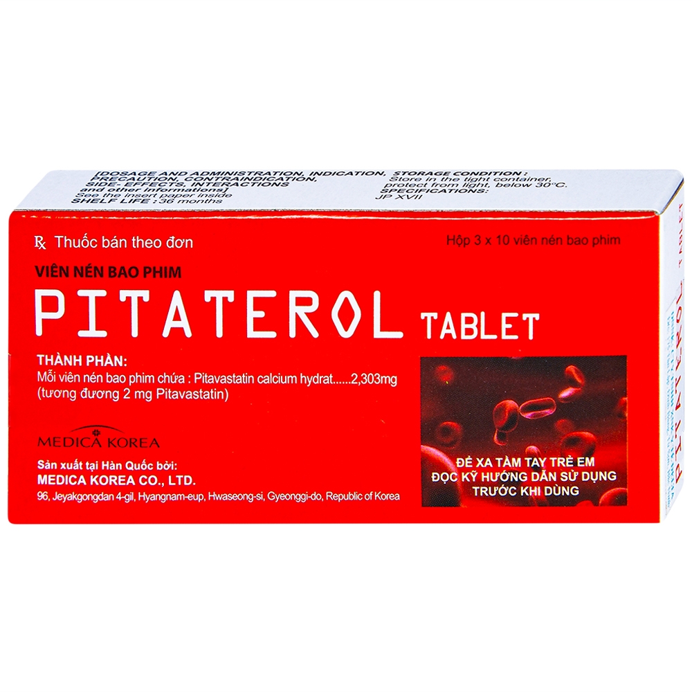 Pitaterol Pitavastatin 2mg Medica Hàn Quốc (H/30v)