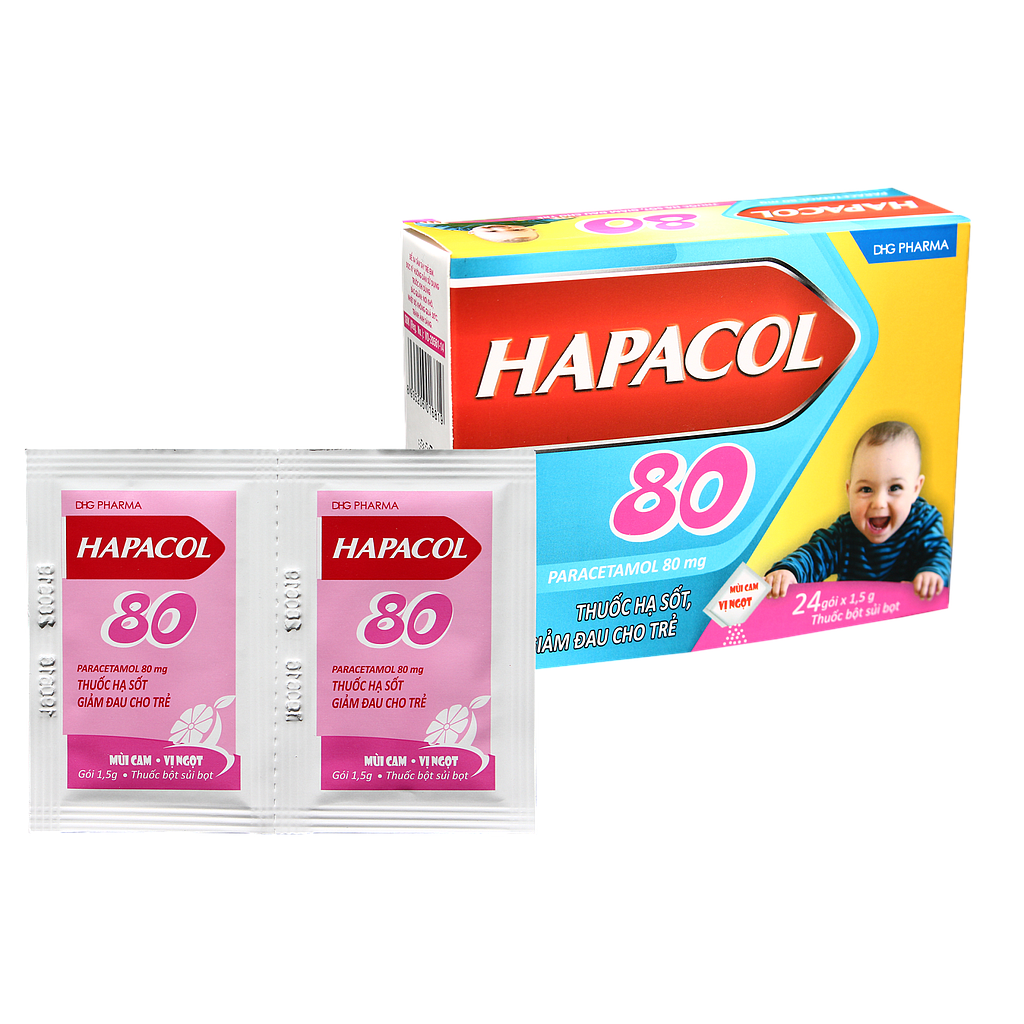 Hapacol 80mg DHG Hậu Giang (H/24gói/1.5g)